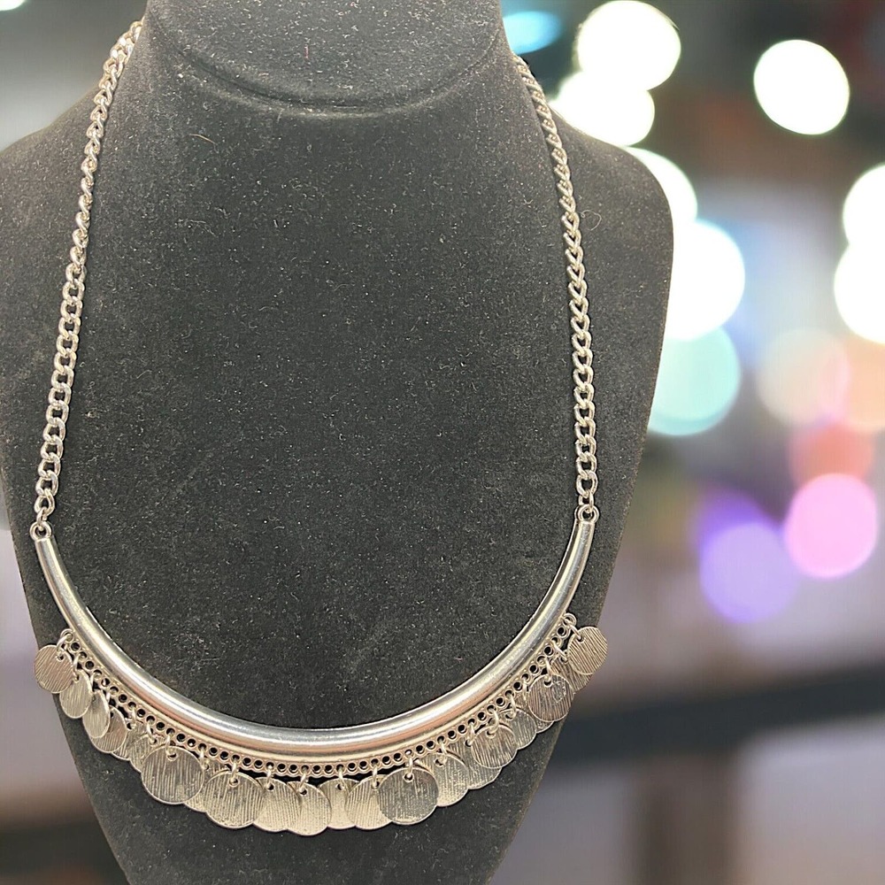 Charming Charlie Silver-Tone Panel Statement 19 1/8" Necklace!